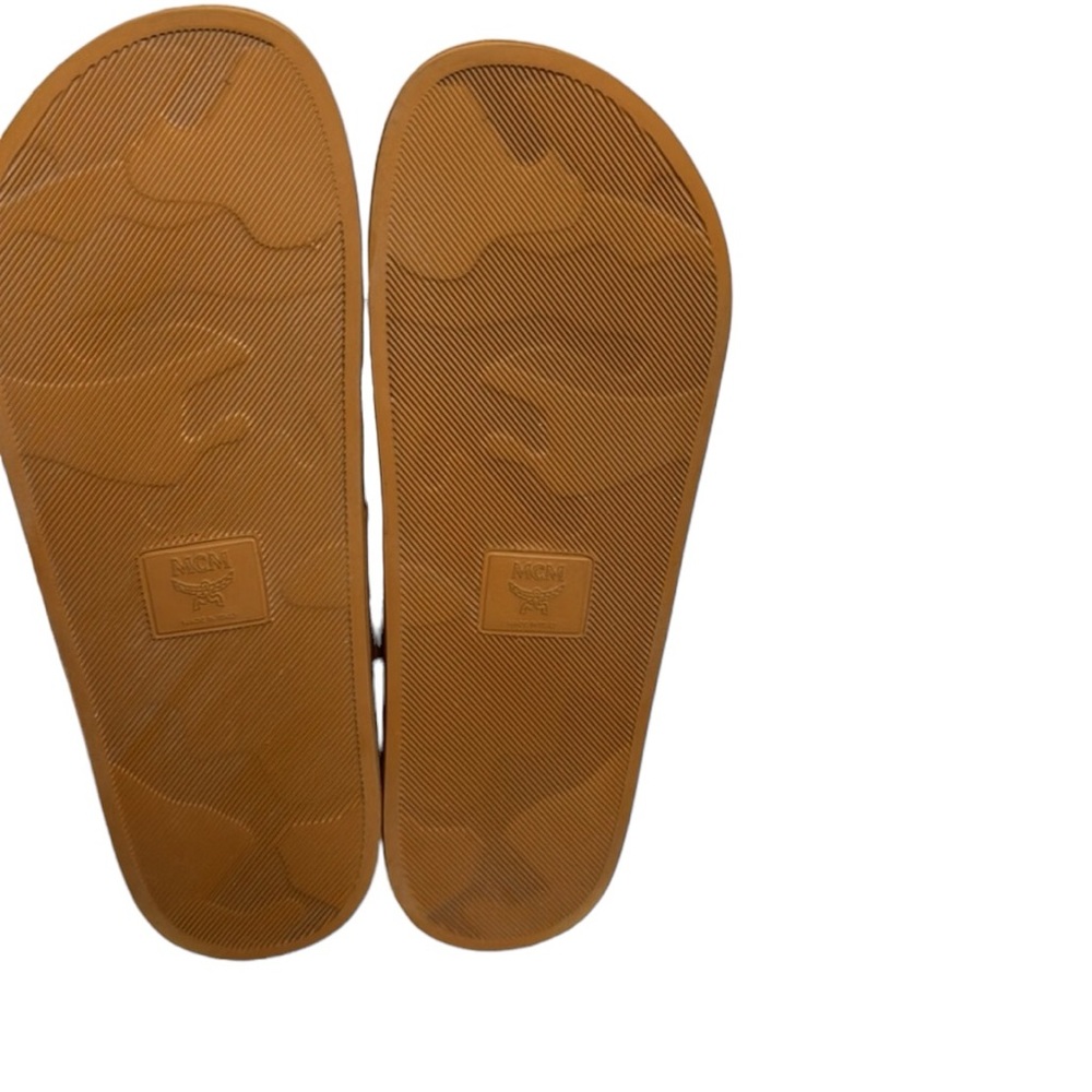 MCM NWT MEN’S BROWN BLACK MONOGRAM SLIDES SANDALS SIZE 12 / 45 - Picture 8 of 11